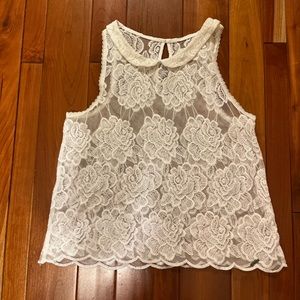 Lace tank with collar